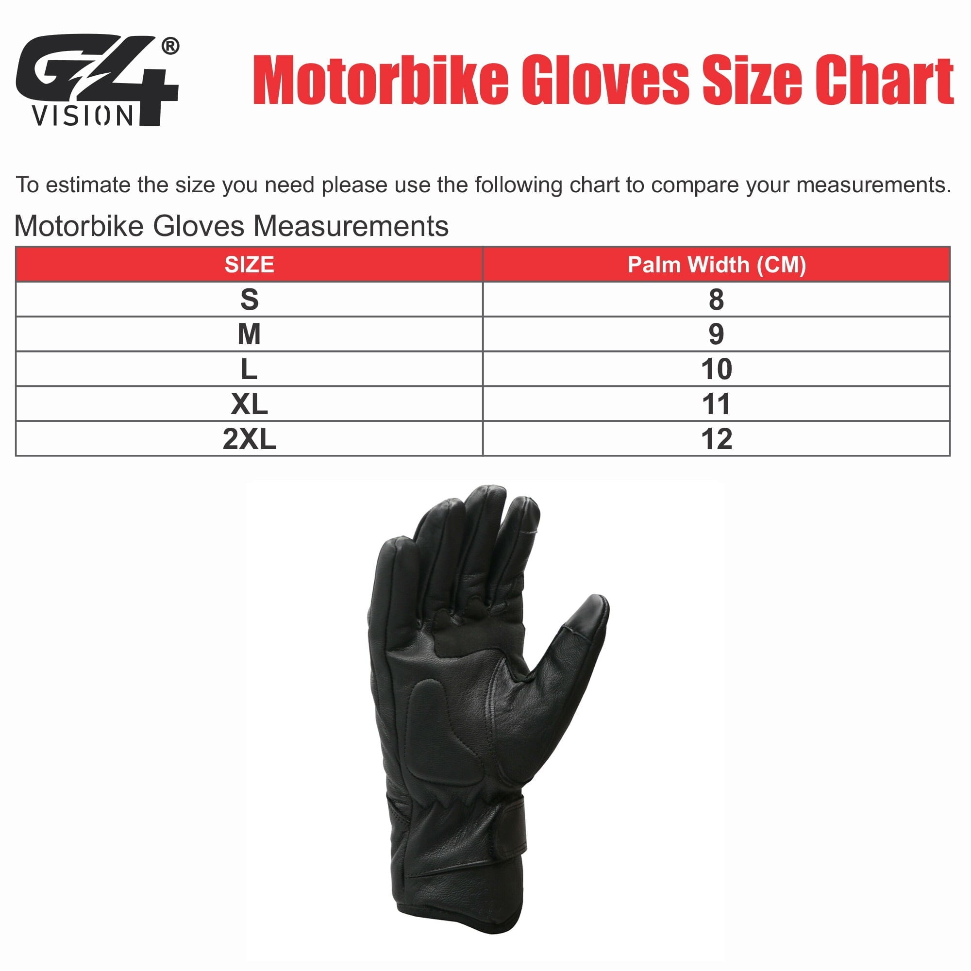 Motorbike Gloves Size Chart 3